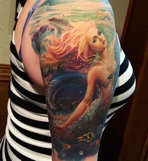 men mermaid tattoo|realistic mermaid tattoo.